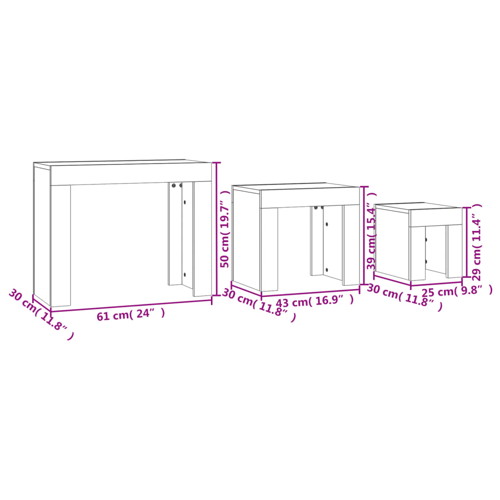 Tables Basses Gigognes Chêne Sonoma Design Contemporain – Set de 3