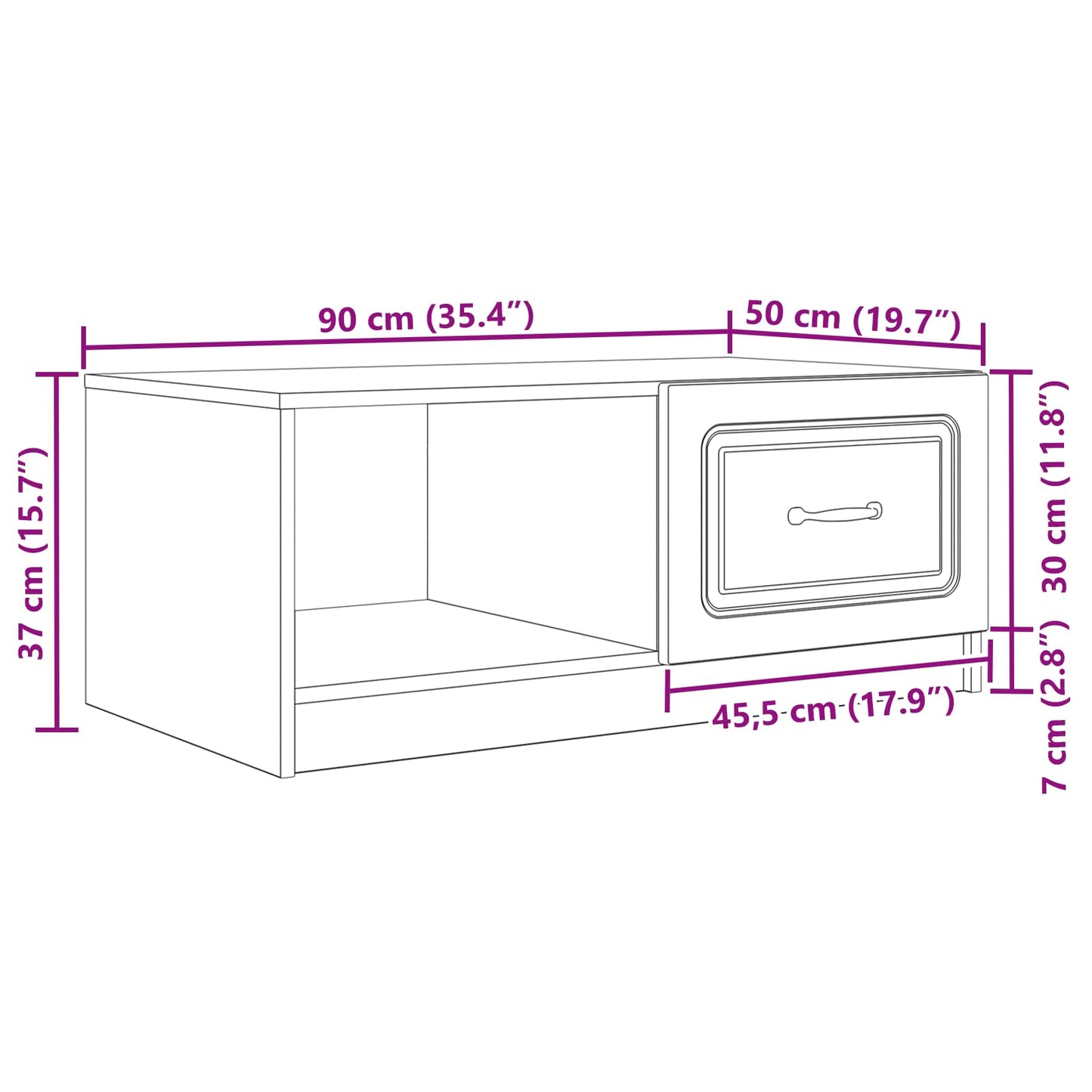 Table Basse Chêne Fumé avec Rangement Design Contemporain