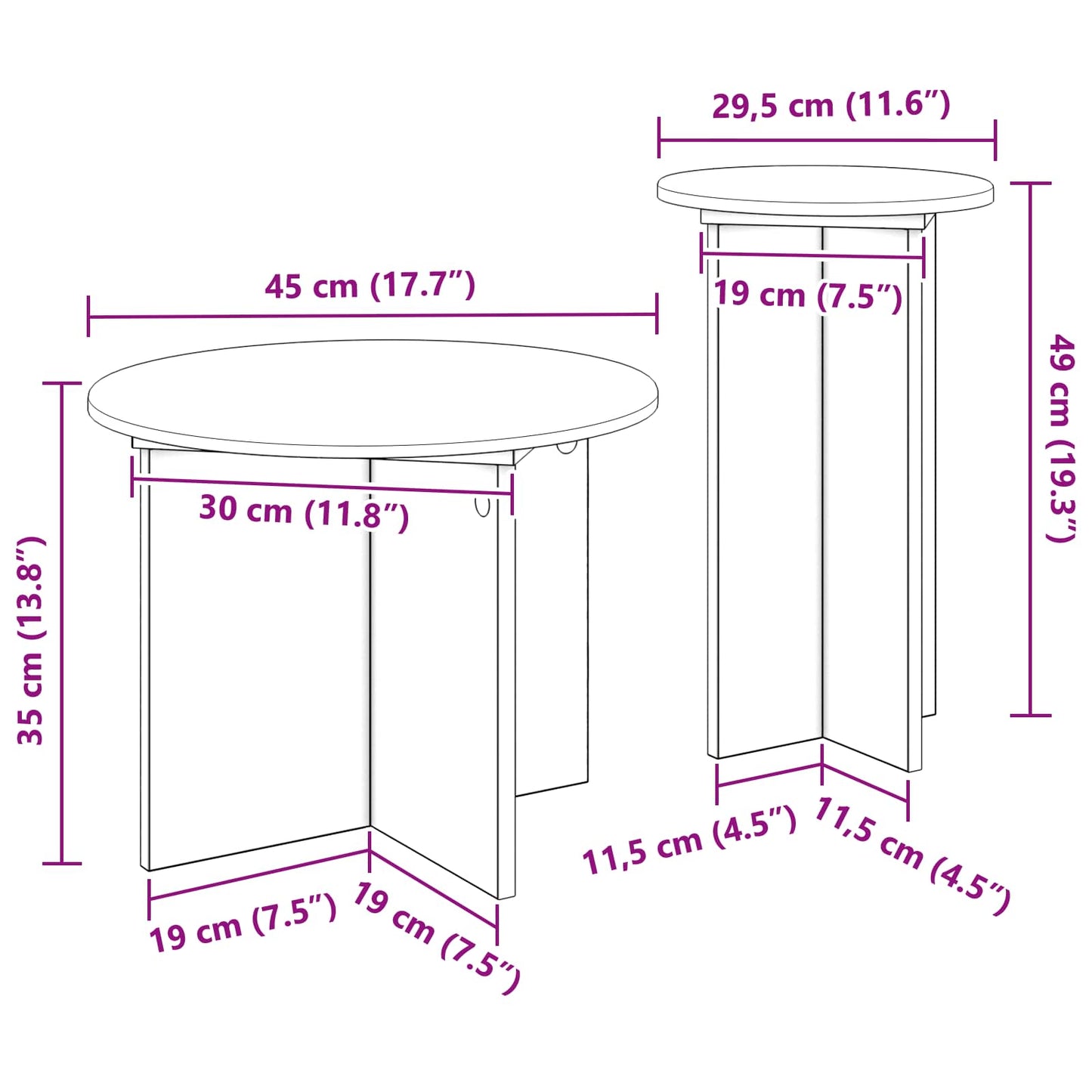 Ensemble de Tables d’Appoint Sonoma Gris avec Rangements Style Loft Moderne