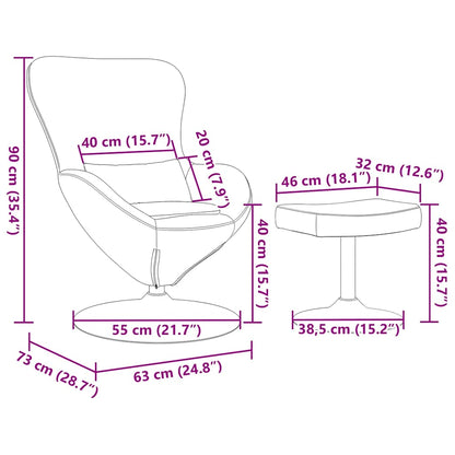 Fauteuil Œuf Velours Noir avec Repose-Pieds Design Lounge