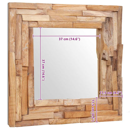Miroir Carré Teck Massif 60x60 cm Style Naturel Authentique