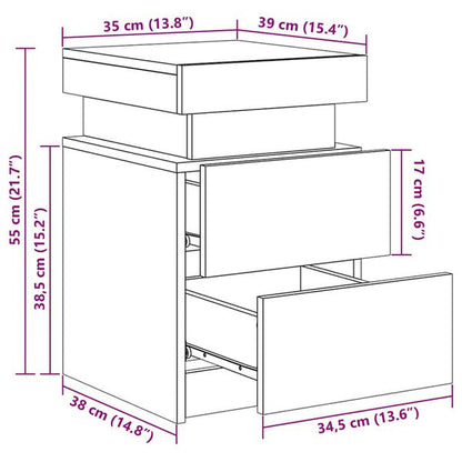 Table de Chevet LED Chêne Sonoma Ambiance Moderne