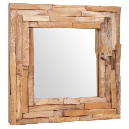 Miroir Carré Teck Massif 60x60 cm Style Naturel Authentique