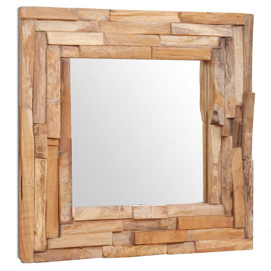Miroir Carré Teck Massif 60x60 cm Style Naturel Authentique