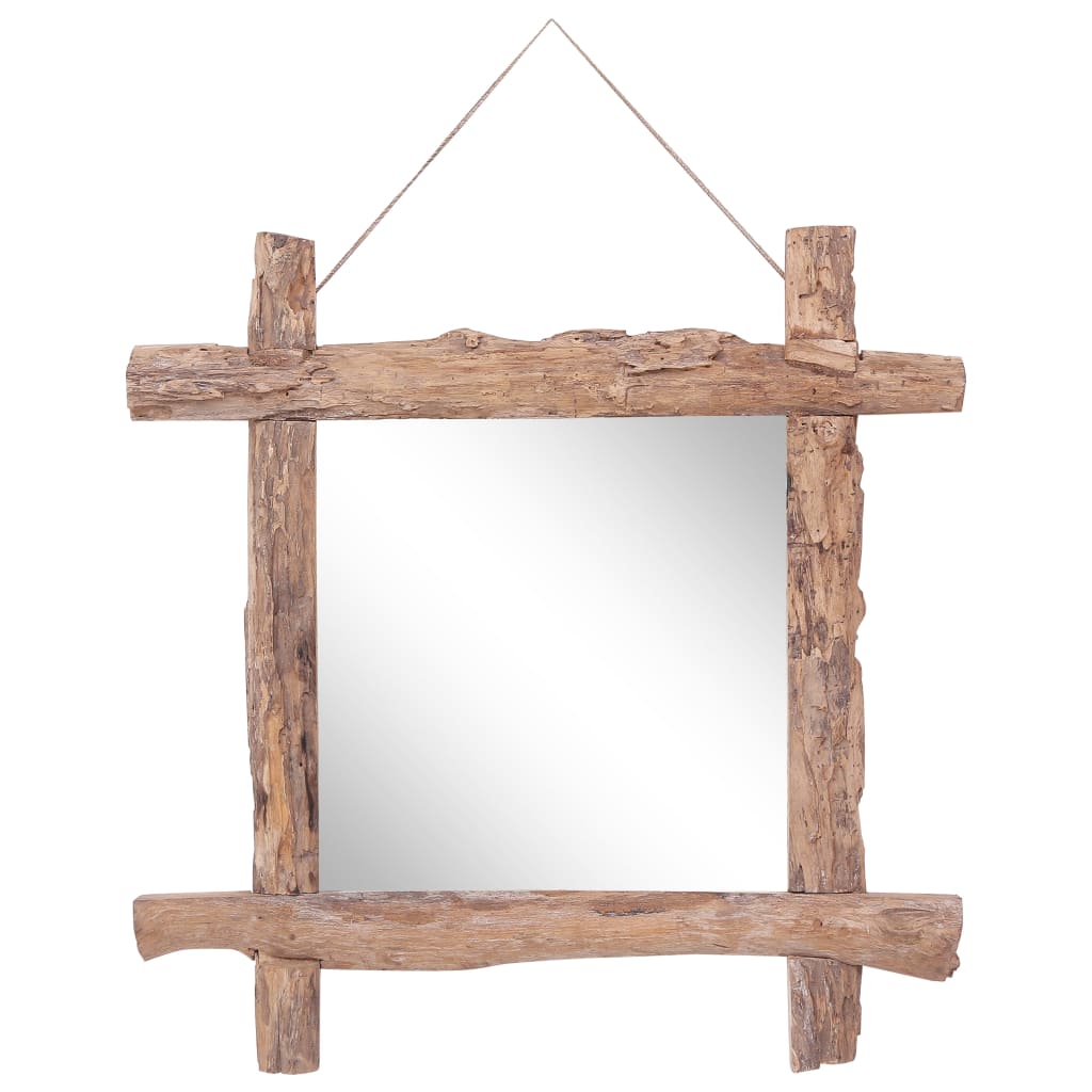 Miroir Bois Recyclé Teck Massif Style Atelier Authentique