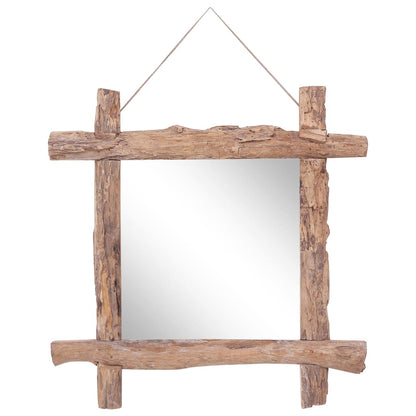 Miroir Bois Recyclé Teck Massif Style Atelier Authentique