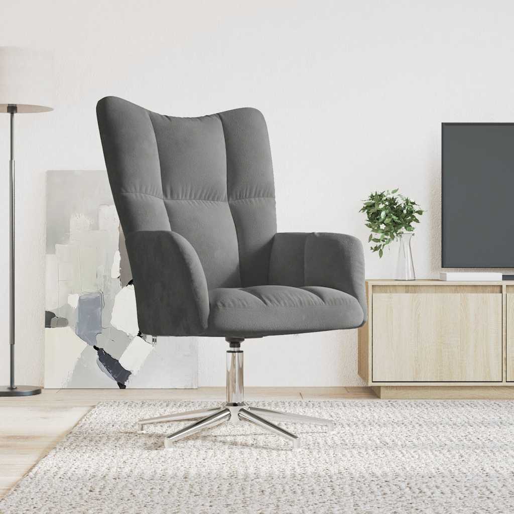 Fauteuil de Relaxation Velours Gris Foncé Style Cocooning Moderne