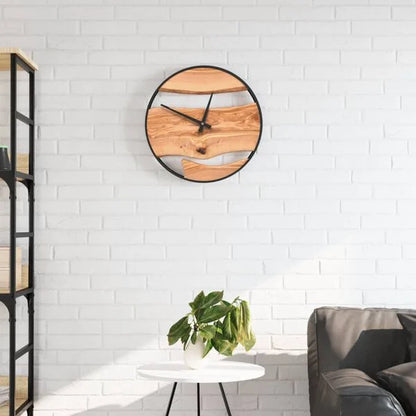 Horloge Murale Bois et Fer Style Industriel Élégant Ø35 cm