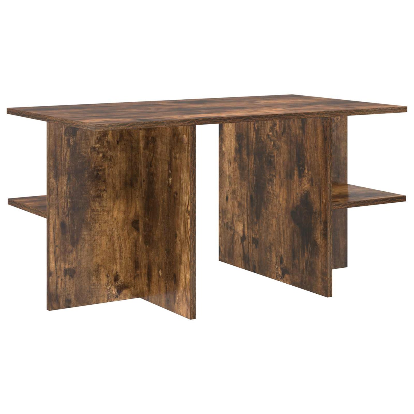 Table Basse Chêne Fumé avec Étagères Design contemporain
