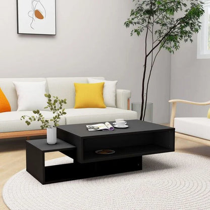 Table Basse Noire Design Moderne avec Rangements