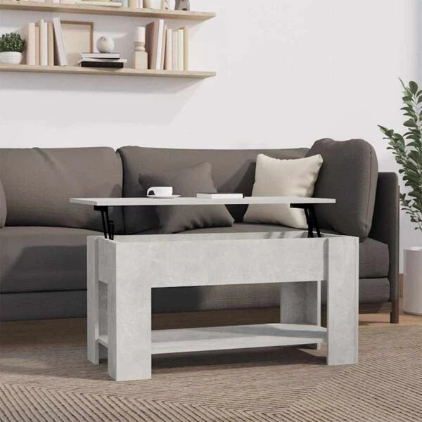 Table Basse Gris Béton Plateau Relevable Design Contemporain