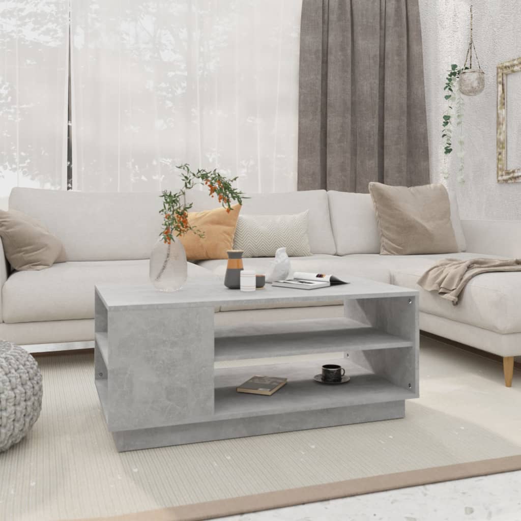 Table Basse Gris Béton Design Moderne avec Rangements