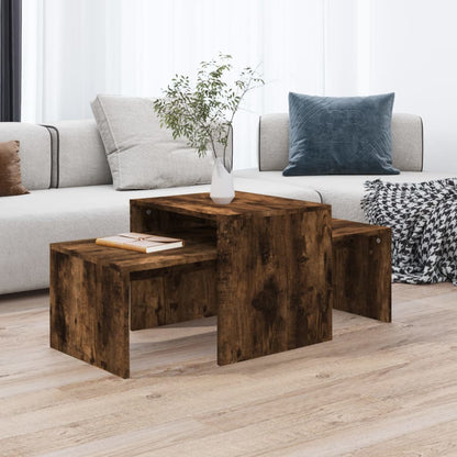Ensemble Table Basse Chêne Fumé Design Contemporain