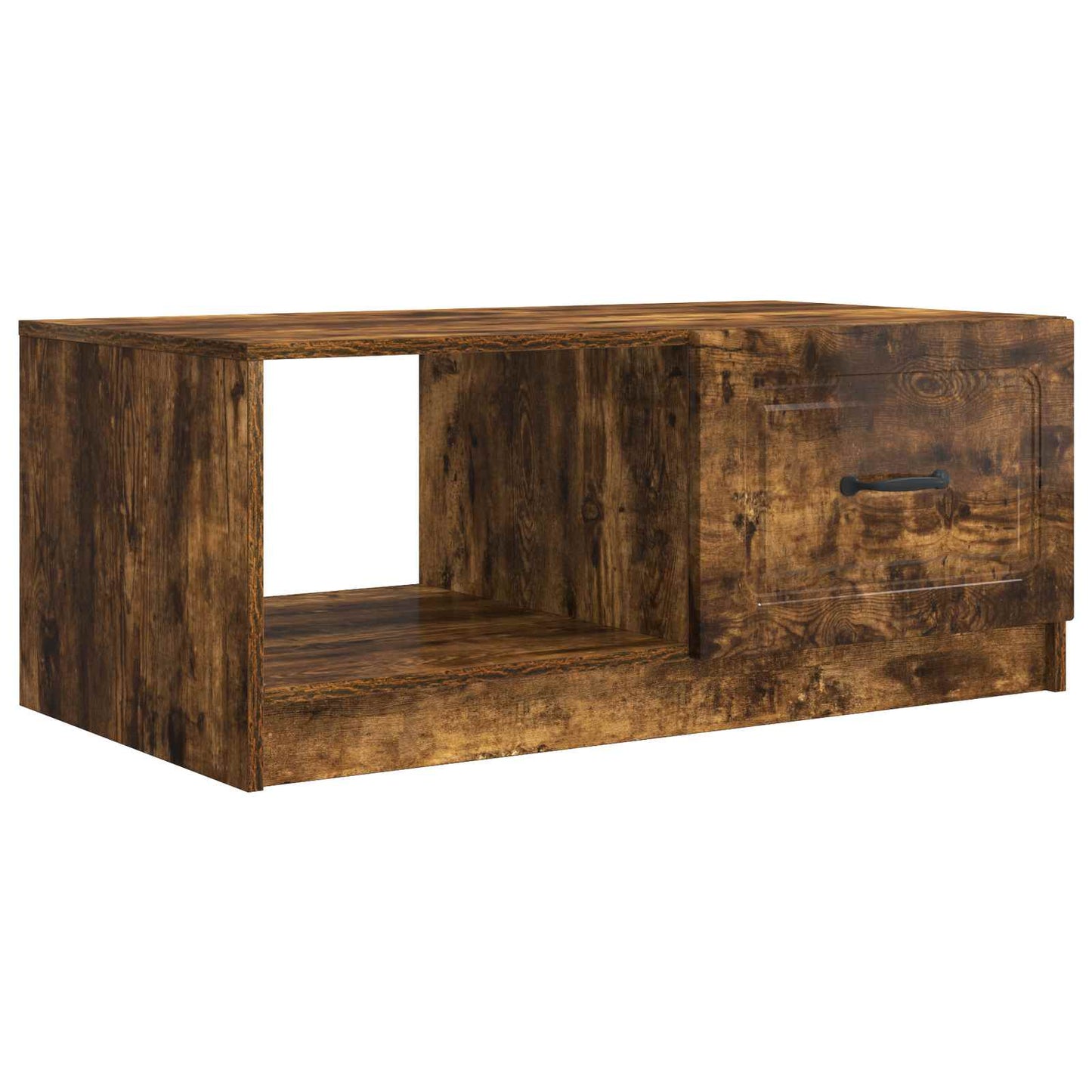 Table Basse Chêne Fumé avec Rangement Design Contemporain