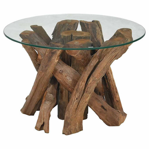 Table Basse Bois Flottant en Teck Massif Design Naturel