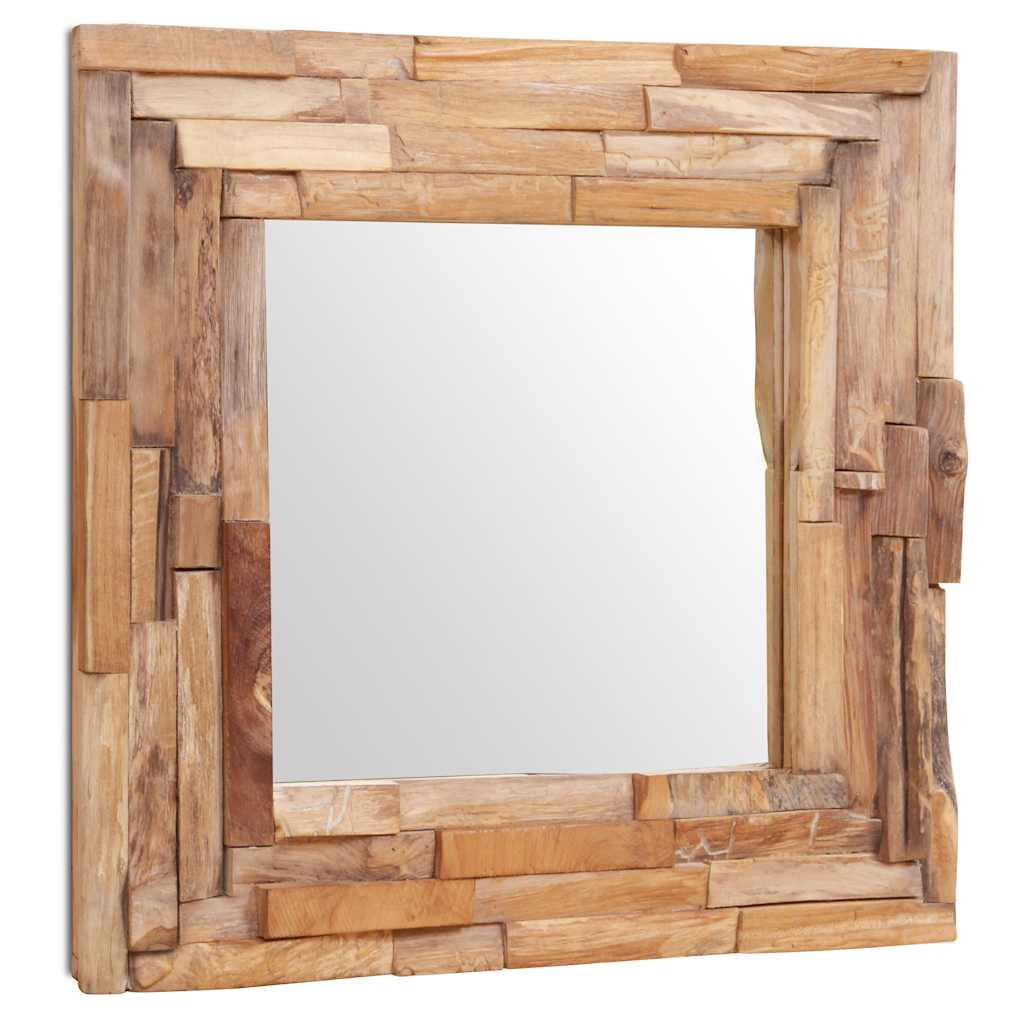 Miroir Carré Teck Massif 60x60 cm Style Naturel Authentique