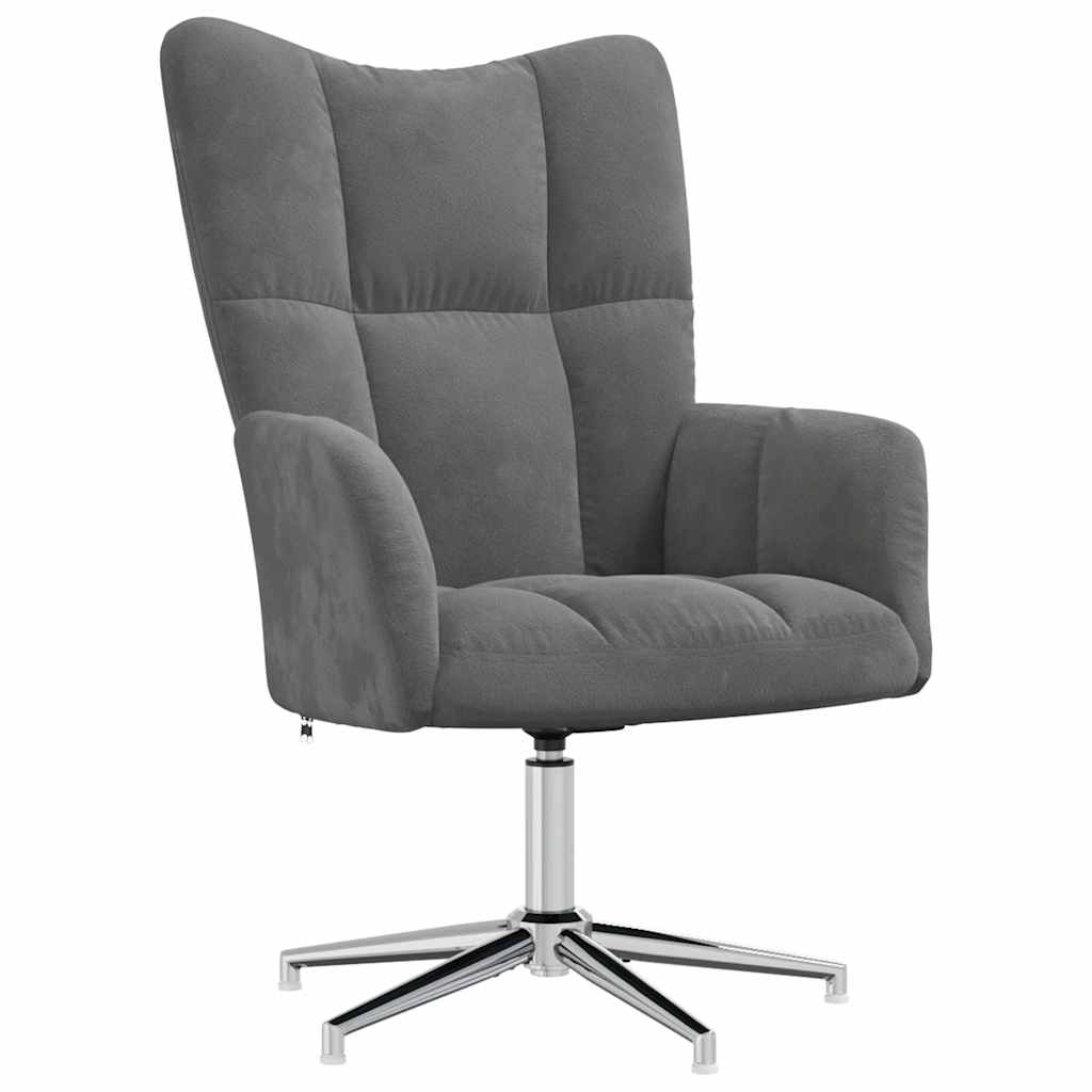 Fauteuil de Relaxation Velours Gris Foncé Style Cocooning Moderne