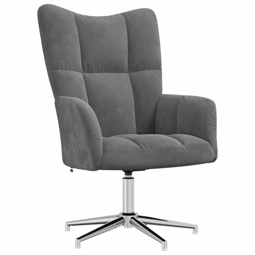 Fauteuil de Relaxation Velours Gris Foncé Style Cocooning Moderne