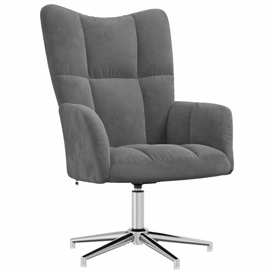 Fauteuil de Relaxation Velours Gris Foncé Style Cocooning Moderne