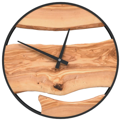 Horloge Murale Bois et Fer Style Industriel Élégant Ø35 cm