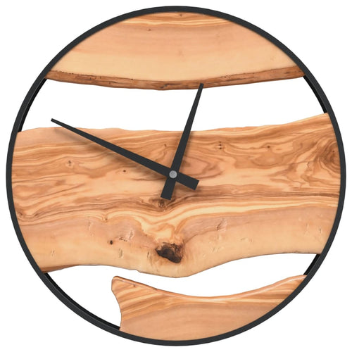 Horloge Murale Bois et Fer Style Industriel Élégant Ø35 cm