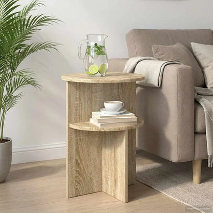 Table d’Appoint Chêne Sonoma Ronde Style Scandinave