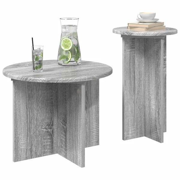 Ensemble de Tables d’Appoint Sonoma Gris avec Rangements Style Loft Moderne