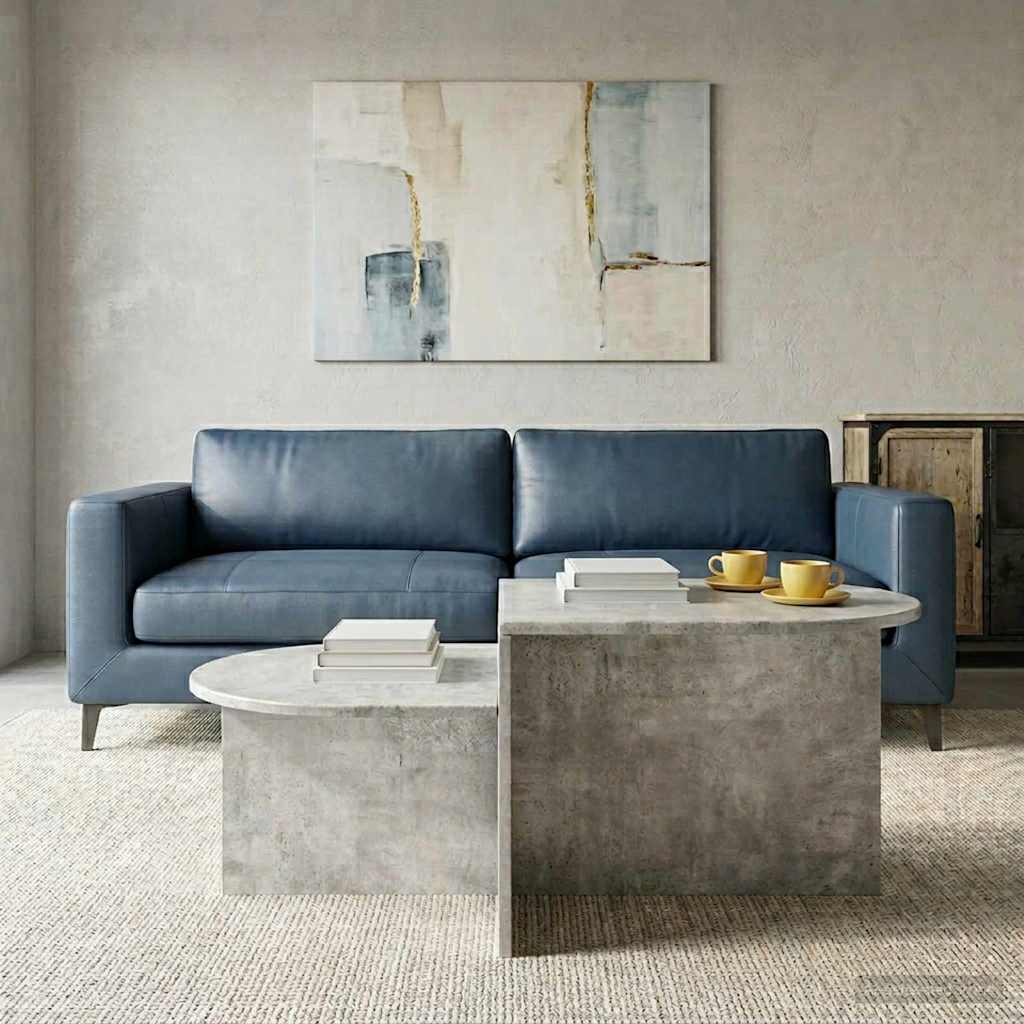 Table Basse Gris Béton Design Moderne avec Rangement