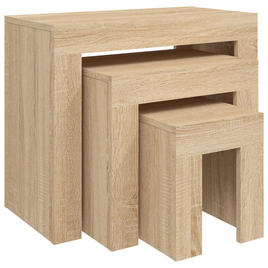 Tables Basses Gigognes Chêne Sonoma Design Contemporain – Set de 3
