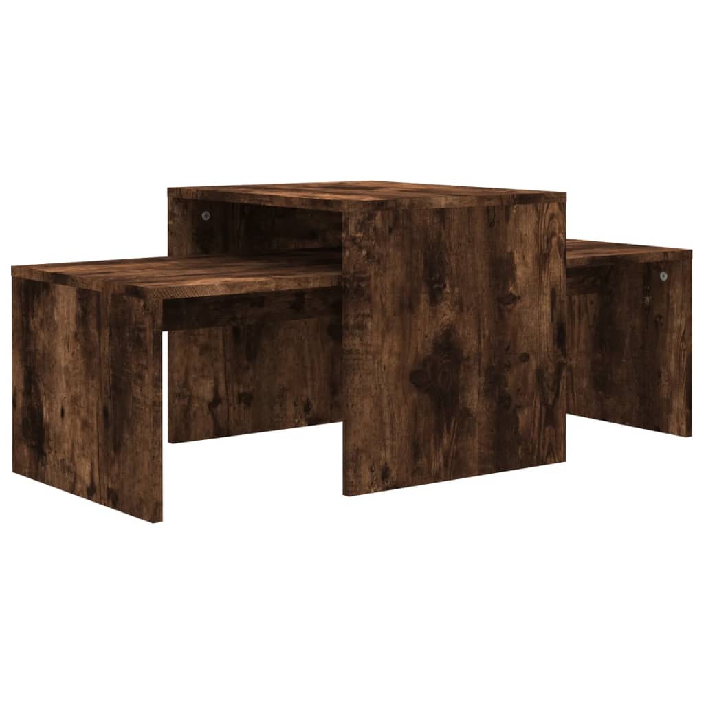 Ensemble Table Basse Chêne Fumé Design Contemporain