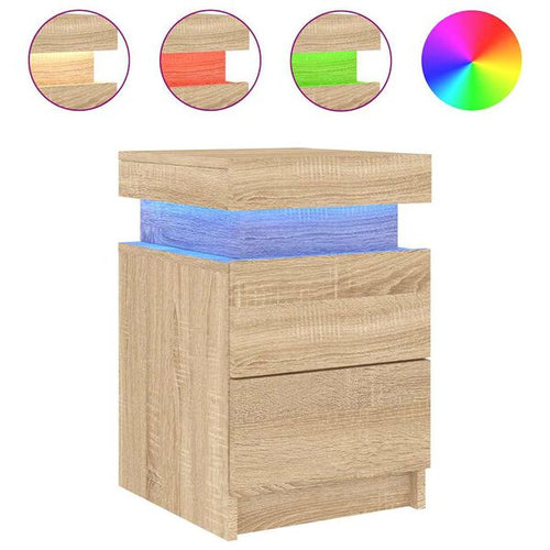 Table de Chevet LED Chêne Sonoma Ambiance Moderne