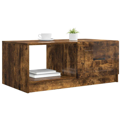 Table Basse Chêne Fumé avec Rangement Design Contemporain