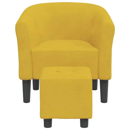 Fauteuil Cabriolet Velours Jaune avec Repose-Pieds Style Vintage Chic