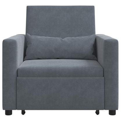 Canapé Lit Velours Gris Foncé Convertible avec Roulettes