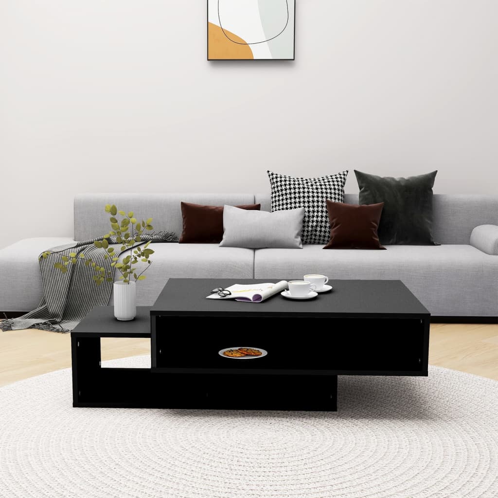 Table Basse Noire Design Moderne avec Rangements