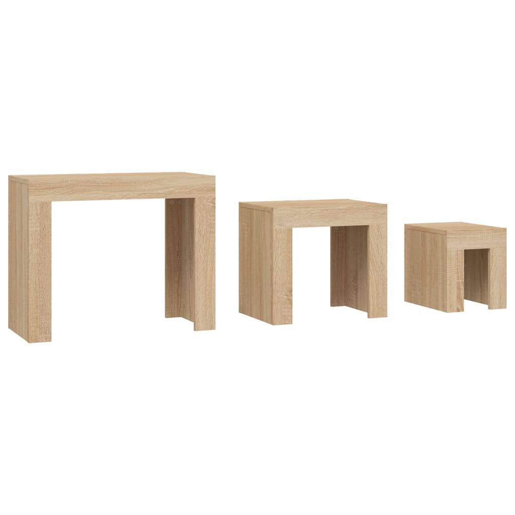 Tables Basses Gigognes Chêne Sonoma Design Contemporain – Set de 3