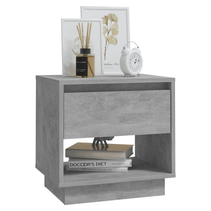 Table de Chevet Gris Béton Style Loft avec Tiroir