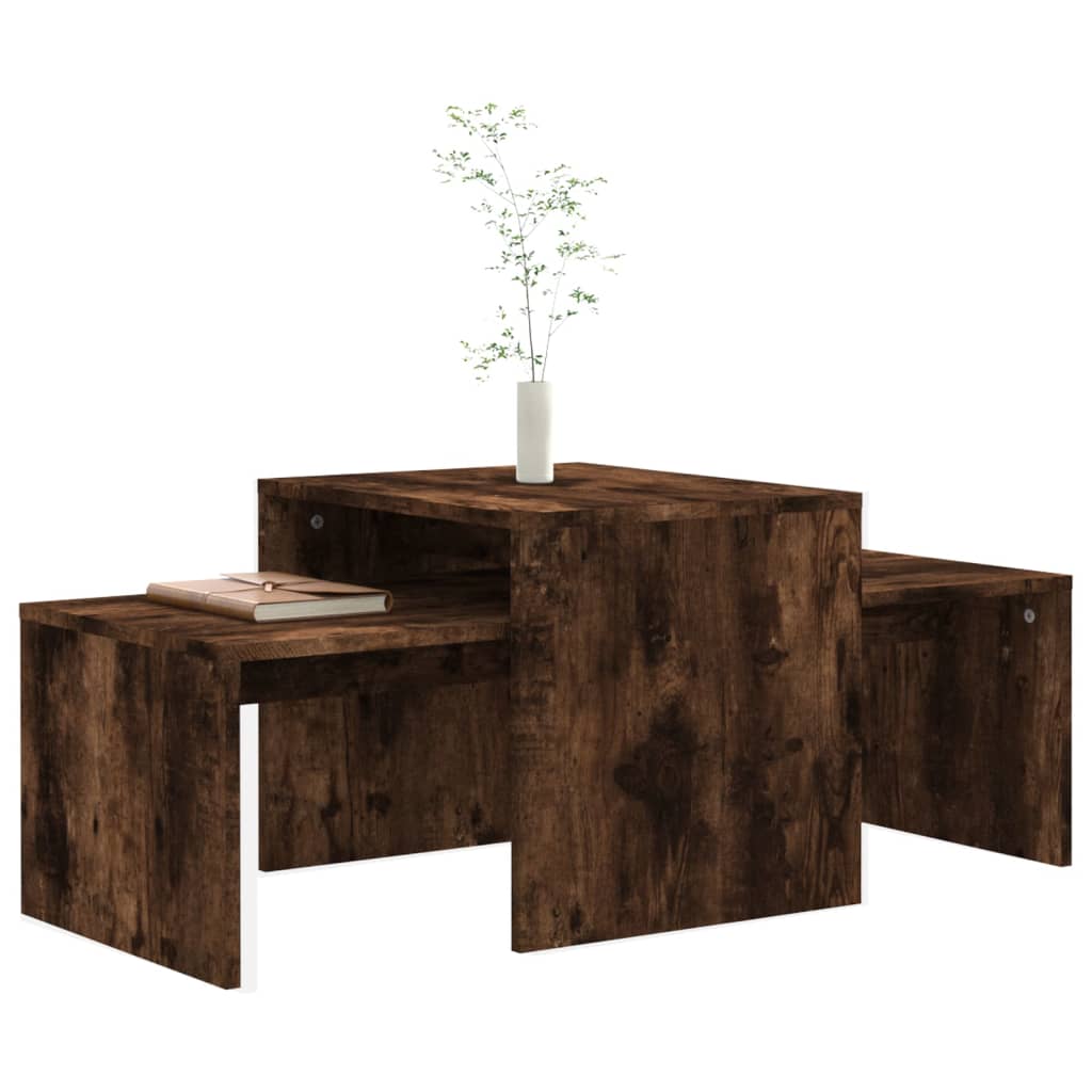 Ensemble Table Basse Chêne Fumé Design Contemporain