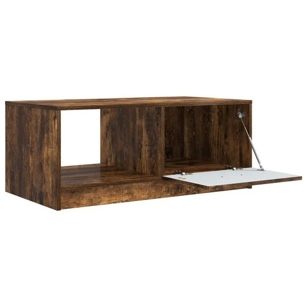 Table Basse Chêne Fumé avec Rangement Design Contemporain