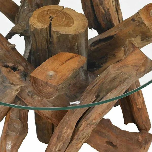 Table Basse Bois Flottant en Teck Massif Design Naturel