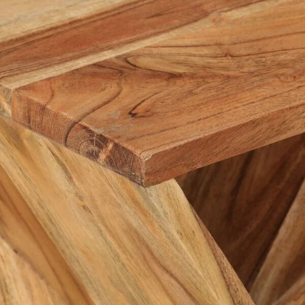 Table d’Appoint Bois d’Acacia Sculptée Style Ethnique Chic