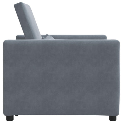 Canapé Lit Velours Gris Foncé Convertible avec Roulettes