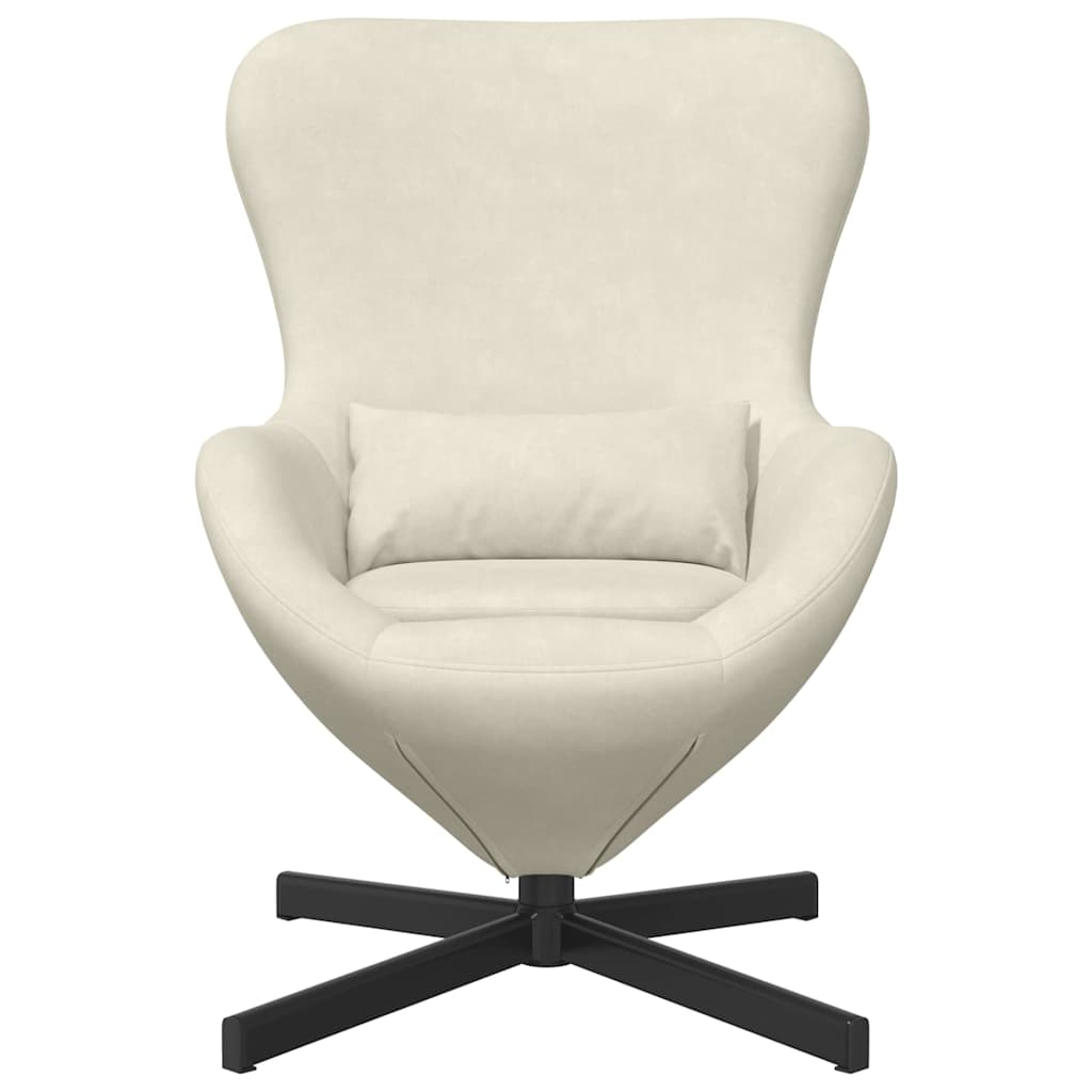 Fauteuil Œuf Crème Velours Design Lounge Pivotant
