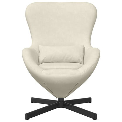 Fauteuil Œuf Crème Velours Design Lounge Pivotant