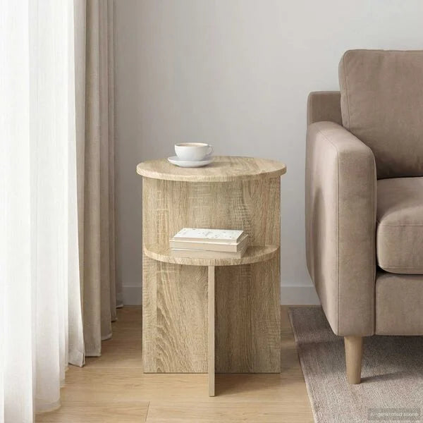 Table d’Appoint Chêne Sonoma Ronde Style Scandinave