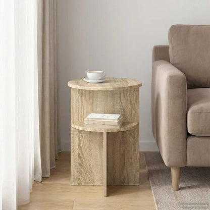 Table d’Appoint Chêne Sonoma Ronde Style Scandinave
