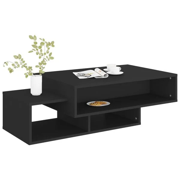 Table Basse Noire Design Moderne avec Rangements