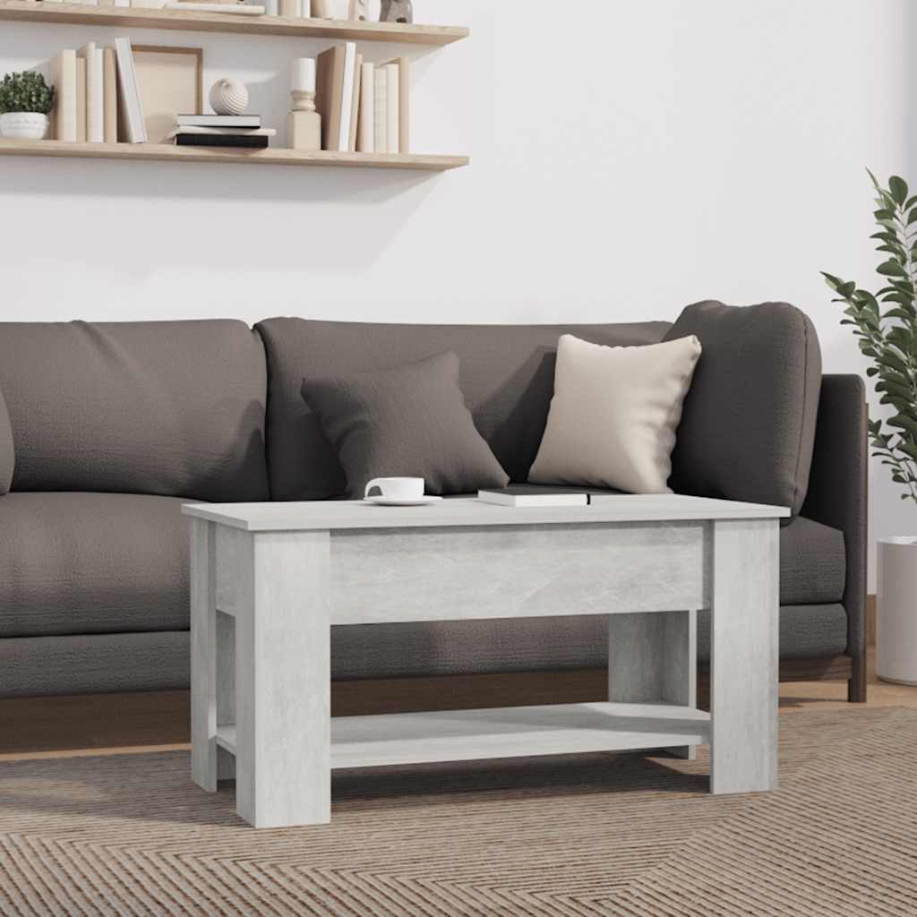 Table Basse Gris Béton Plateau Relevable Design Contemporain