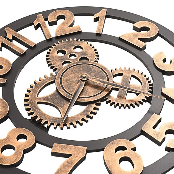 Horloge Murale Dorée et Noir Mécanisme Design Industriel 58 cm