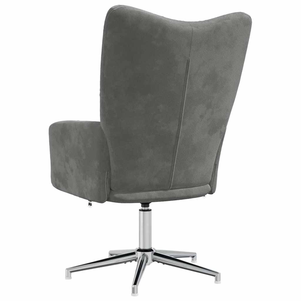 Fauteuil de Relaxation Velours Gris Foncé Style Cocooning Moderne
